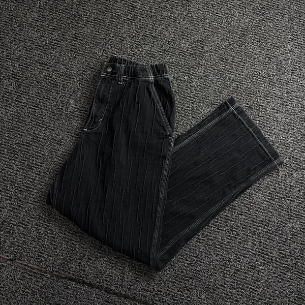 디스이즈네버댓 절개 디테일 데님 루즈 팬츠 블랙 1549