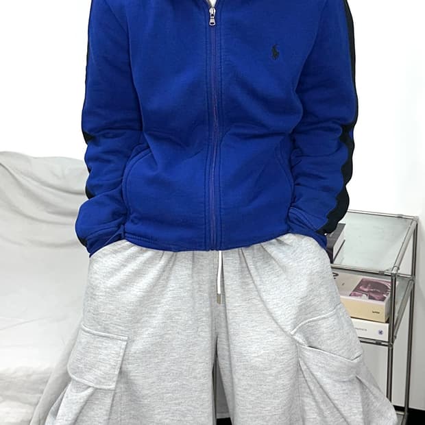 폴로 랄프로렌 사이드라인 니트 집업 M