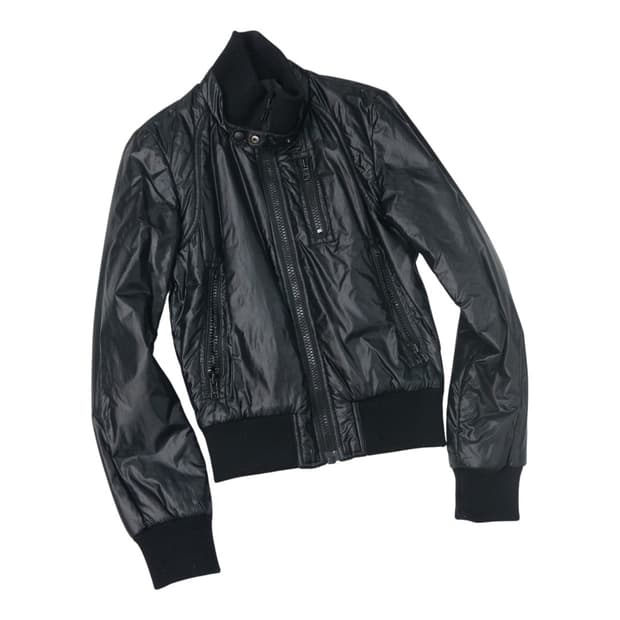 마우지(moussy) 빈티지 블랙 글로시 하이넥 블루종 자켓