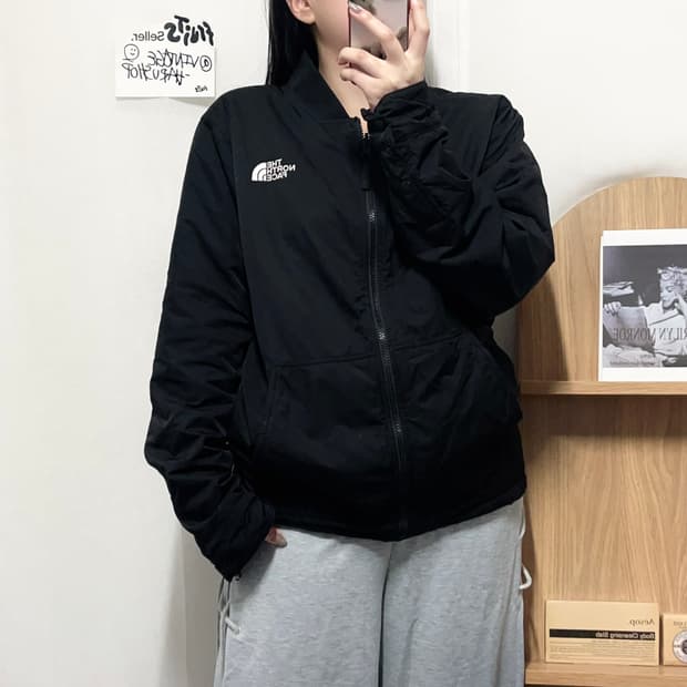 [정품] 노스페이스 블랙/자주 리버시블 누빔 블루종[ S ]