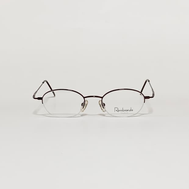 912 반무테 안경 슬림 오벌 메탈 브라운 빈티지 타원형 남녀공용