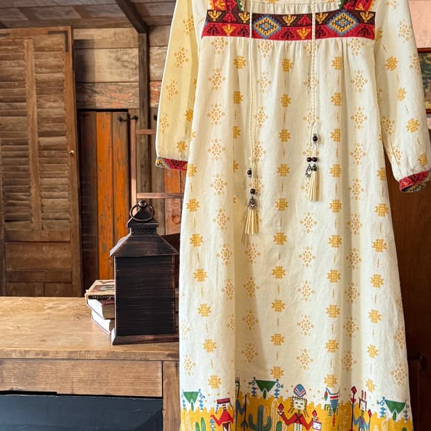 Navajo Square Neck Dress 0081