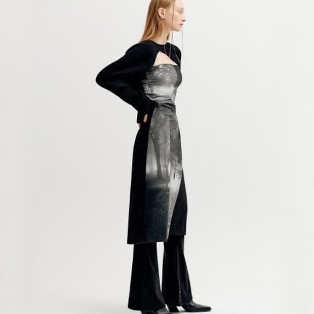 yuse -PRINTED COZY LAYERED WRAP SKIRT - 
