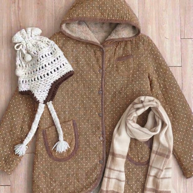 모리노가토 브라운 도트 누빔 점퍼