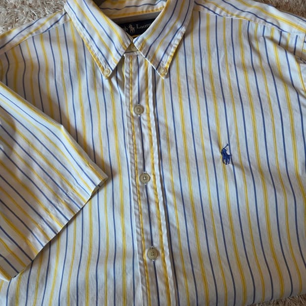 폴로 랄프로렌 커스텀핏 스트라이프 반팔 셔츠