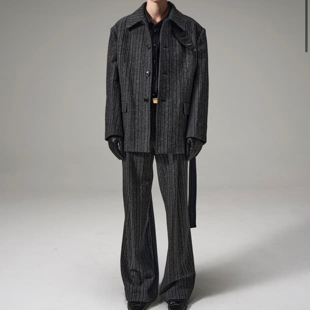 노이스 해링본 와이드 팬츠