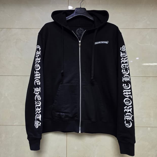 {클로젯}[L][새상품급]크롬하츠 스크롤 더블 로고 헤비웨이트 후드집업