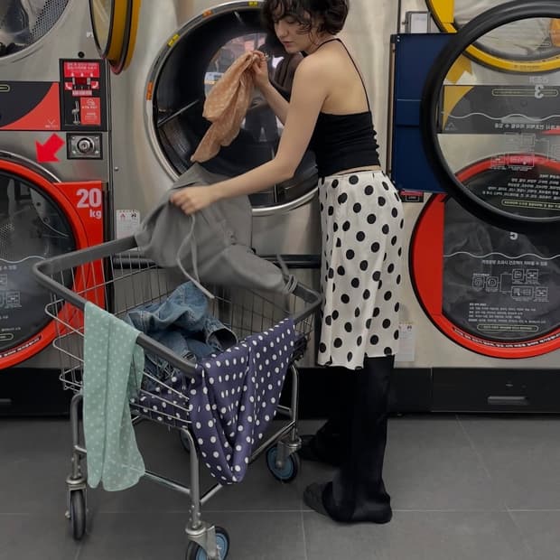 지니픽 jinnipick 폴카 도트 스커트 m