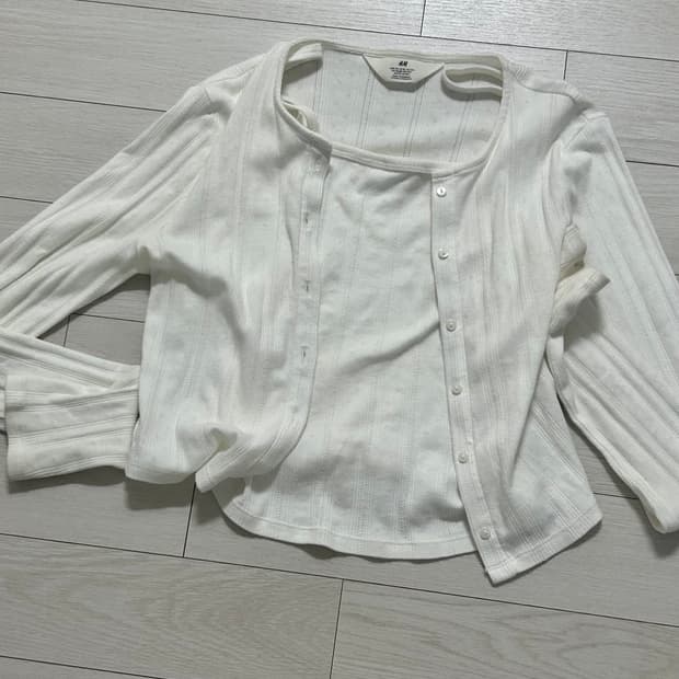 H&M 가디건 나시 세트 화이트 포인텔