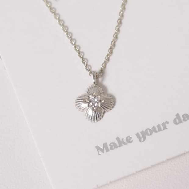 925실버 플라워 큐빅 목걸이 미사용