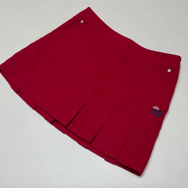 파리게이츠(Pearly Gates)플리츠 골프 스커트 레드