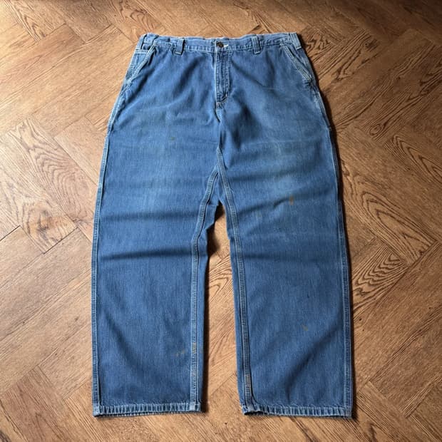 [36]칼하트 USA 미디엄블루 워싱 싱글니 카펜터 워크 데님 팬츠