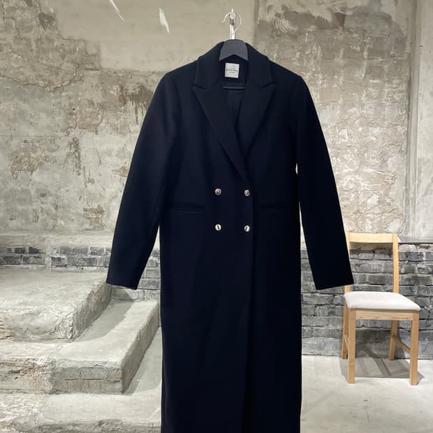 roseanna 다크 네이비 립스 포켓 스냅 울 코트