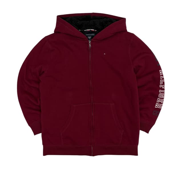 타미힐피거 사이드로고 버건디 후드집업