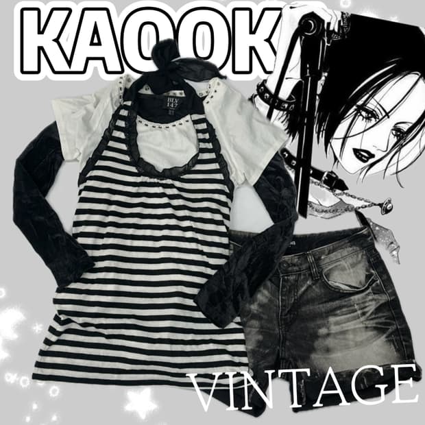 🖤나나깔 데빌 코디세트 🖤 지뢰계 마계 레이어드 블랙 홀터넥 벨벳