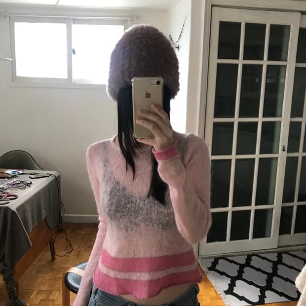 vintage mohair pink knit