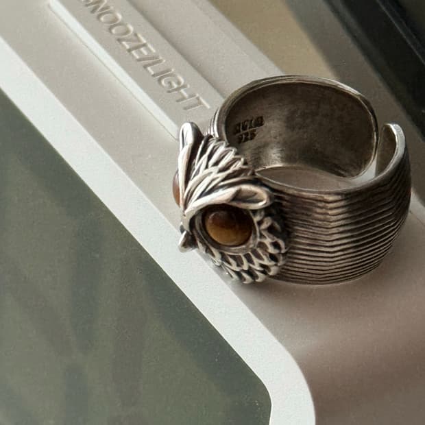 호안석(타이거 아이즈) 925 실버 부엉이 반지 16호