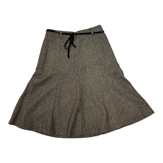W-M) 제이크루 브라운 헤링본 울 플레어 롱스커트 BS-009