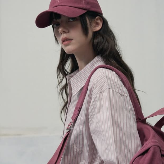 새상품) 레더리 스몰 로고 워시드 코튼 볼캡 모자 pink