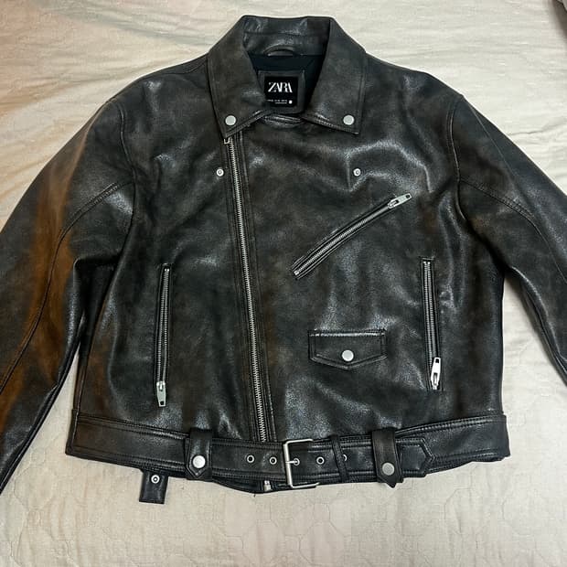 ZARA 리얼 레더 바이커 자켓 XL