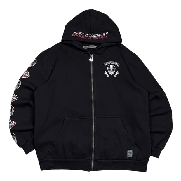 할리 데이비슨 블랙컬러 스컬 피스톤 B34 후드집업