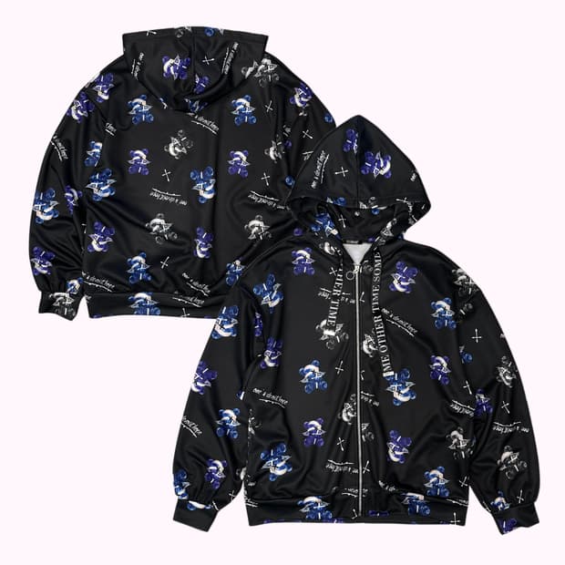 goth bear hood zip-up