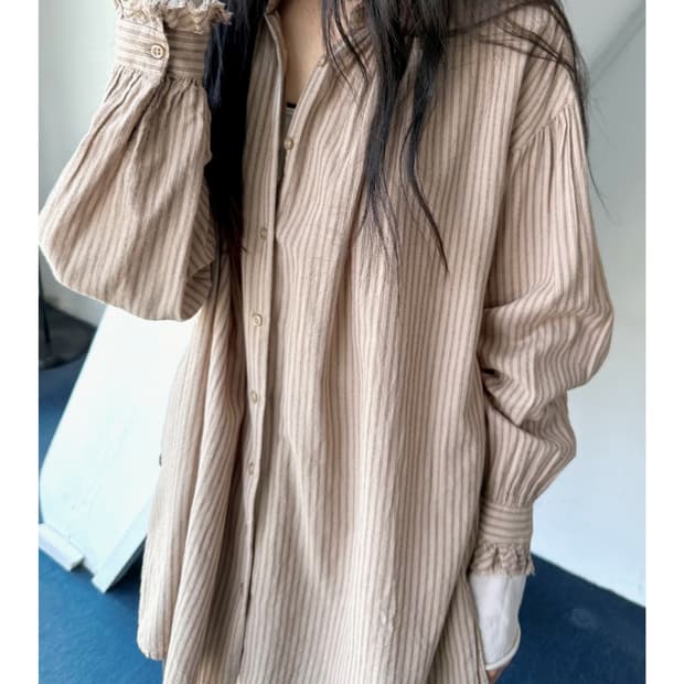 High gauge cotton lace design long shirt