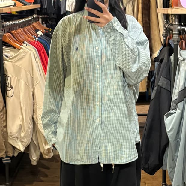 [HI] Polo 폴로 긴팔 셔츠 민트체크