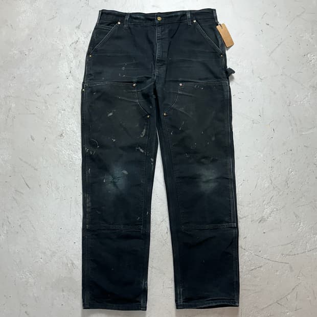 OG USA Made 칼하트 B01 더블니 블랙 칼하트 썩블니 워크팬츠