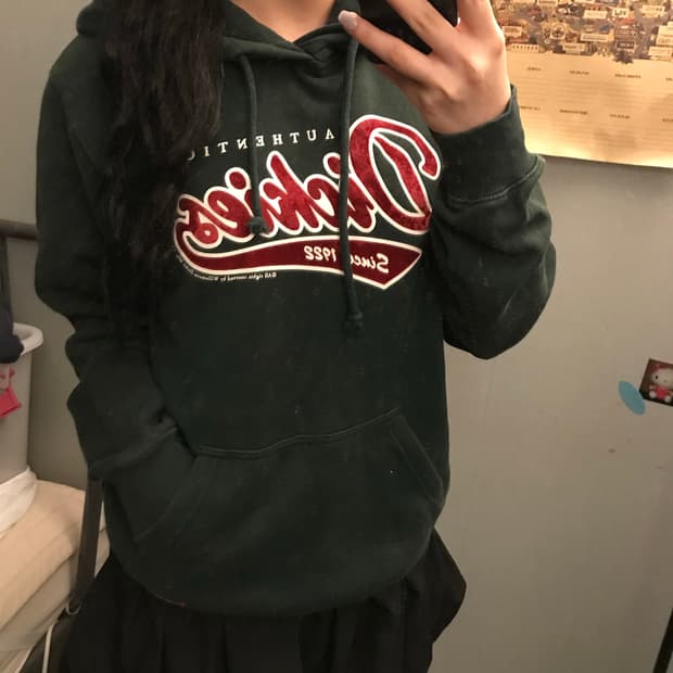 Dickies 디키즈 벨벳로고 다크그린 후드티