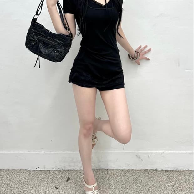 lace up short onepiece