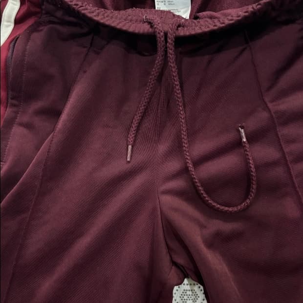 아디다스 버건디 배기 트랙 팬츠 XS