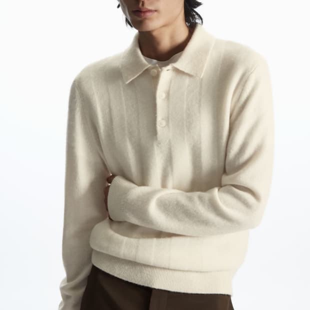 코스 텍스처드 스트라이프 울 니트