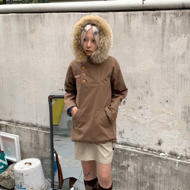 00's A.P.C 아페쎄 밀리터리 퍼 빅 후드 풀오버 자켓