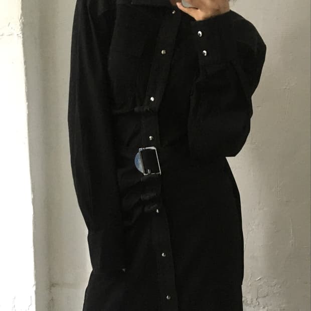 Diesel 디젤 블랙 벨트 셔츠 원피스