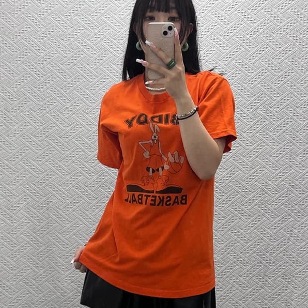 프루티 오브 더 룸 빈티지 Y2K 오렌지 버니 반팔티 M C13792