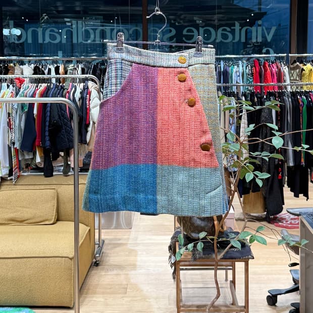 비비안웨스트우드 멀티컬러 체크 울 미니스커트 