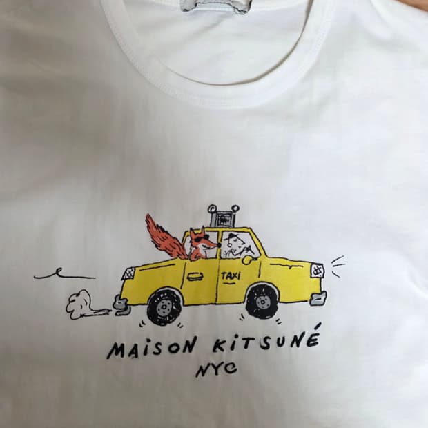 메종키츠네 올리 택시 폭스 프린팅 반팔 티셔츠 화이트