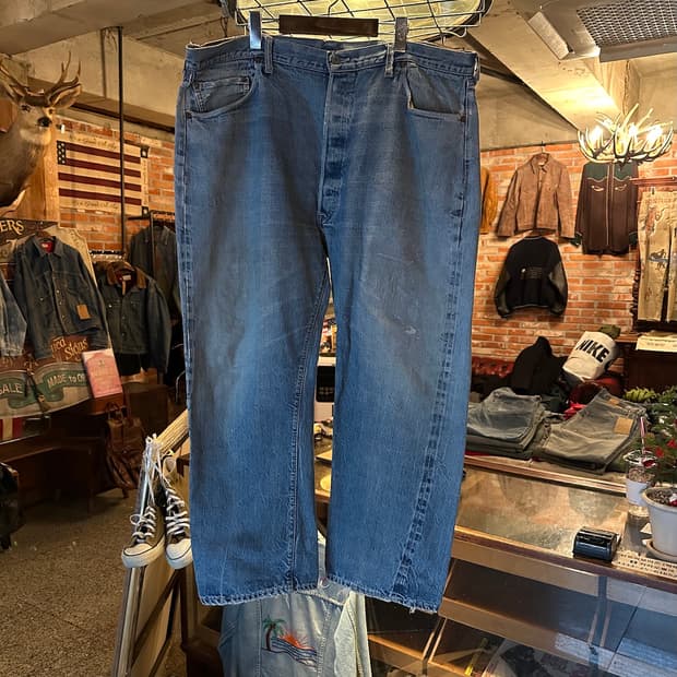 빅사이즈 60s USA 빈티지 리바이스 501 빅e 셀비지 데님 팬츠
