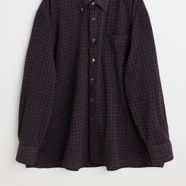 아워레가시 보로우드 BD 셔츠 소포모어 체크 루럴 울 사이즈48