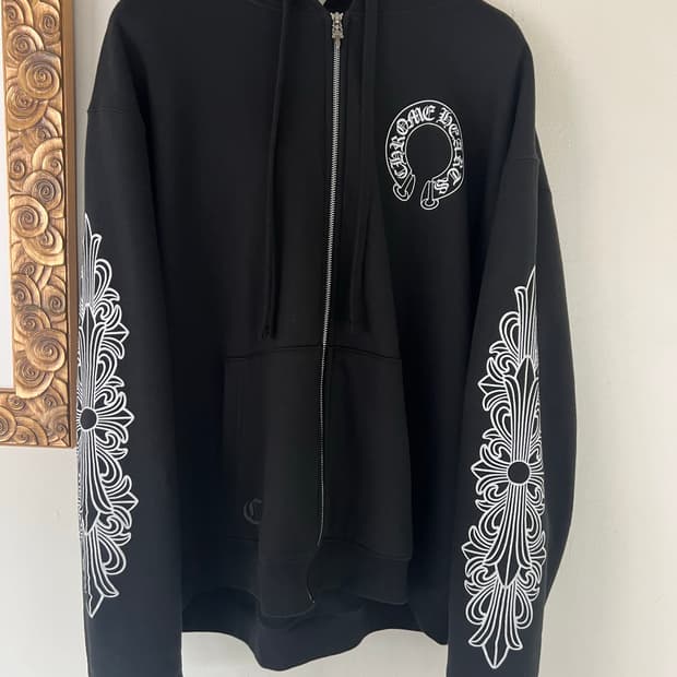 [L] 크롬하츠 홀스슈 플로랄 헤비웨이트 후드집업