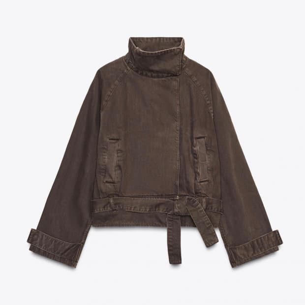 자라 벨트 코튼 자켓