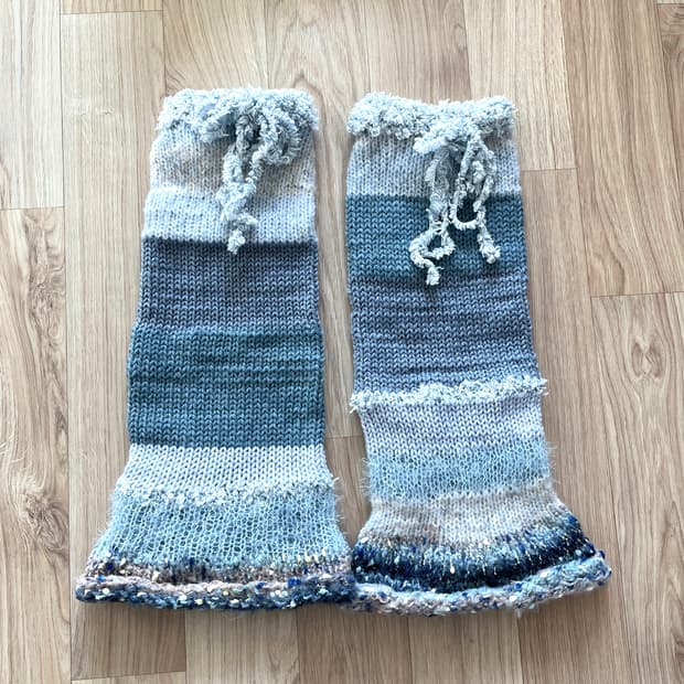 일본 작가님 핸드메이드 블루톤 니트 레그워머 y2k 헤이세이 레트로