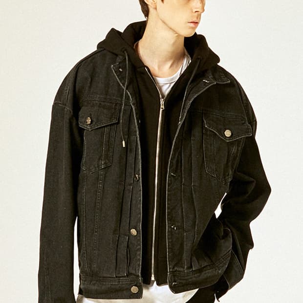 버튼서울(Button Seoul) 디테쳐블 후드 트러커 데님 자켓 50