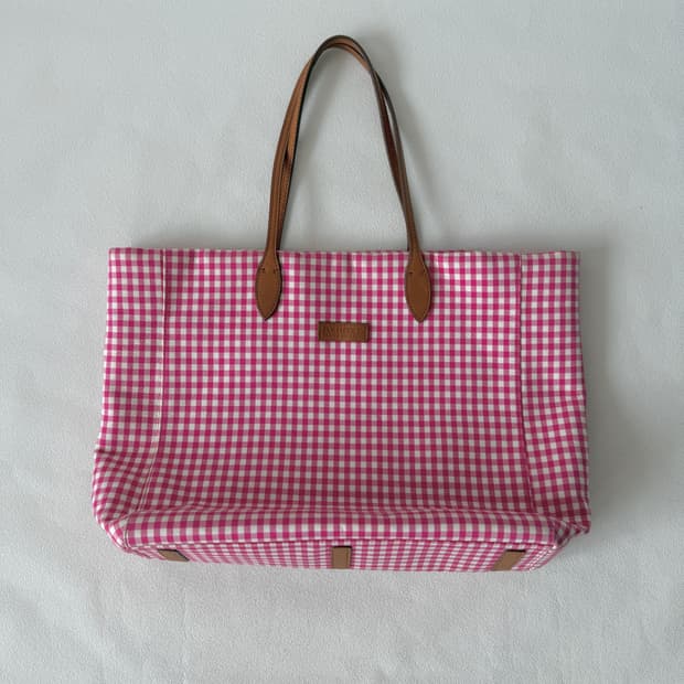 폴로 골프(POLO GOLF) 깅엄체크 토트백(큰 사이즈)