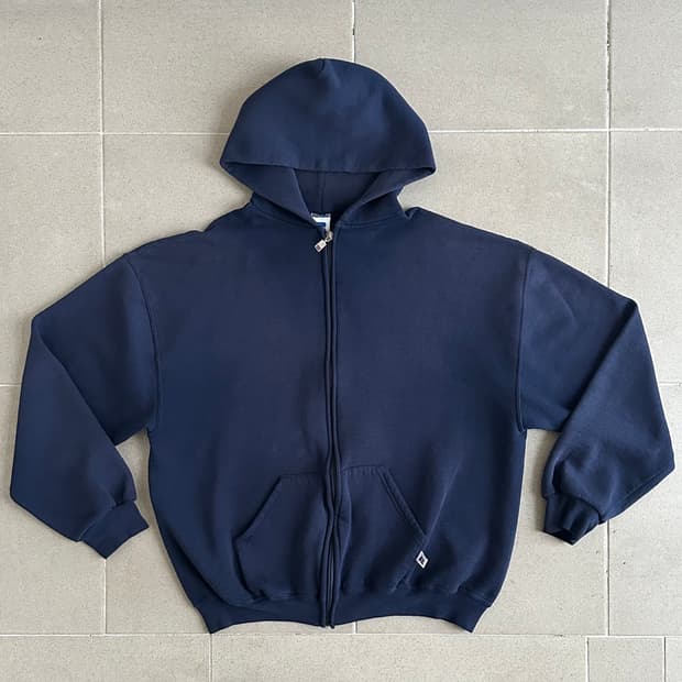 90s 빈티지 러셀 후드집업 네이비 XL