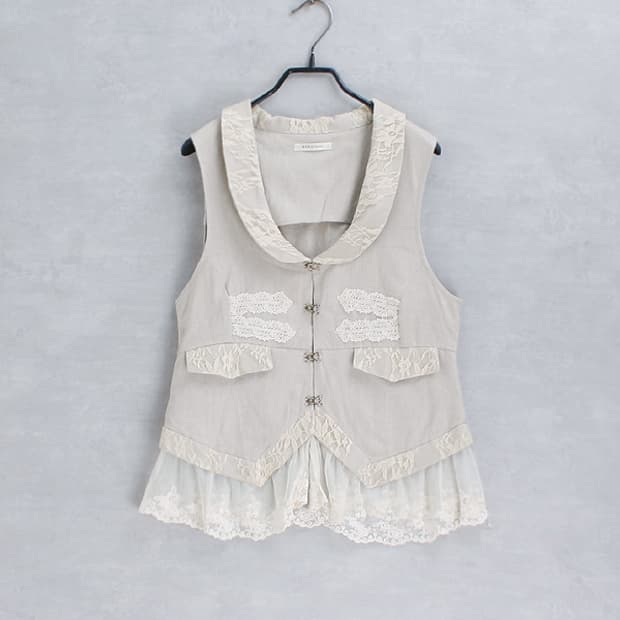 axes femme _ 100% linen vest S6335