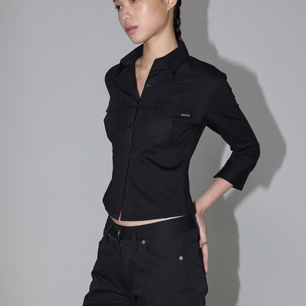 이네기 Sleek Pocket Shirt (BLACK)