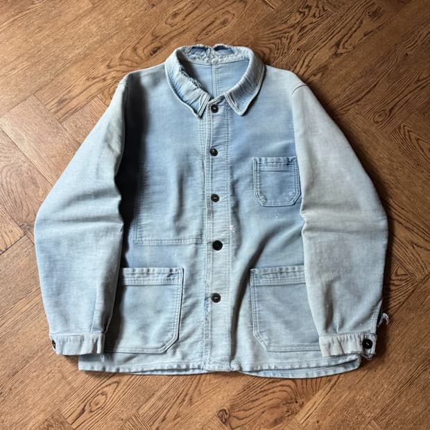 [M]5~60's 빈티지 페이딩 몰스킨 프렌치 워크자켓