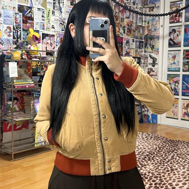 빈티지 베이지 코듀로이 패디드 자켓